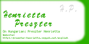 henrietta preszter business card